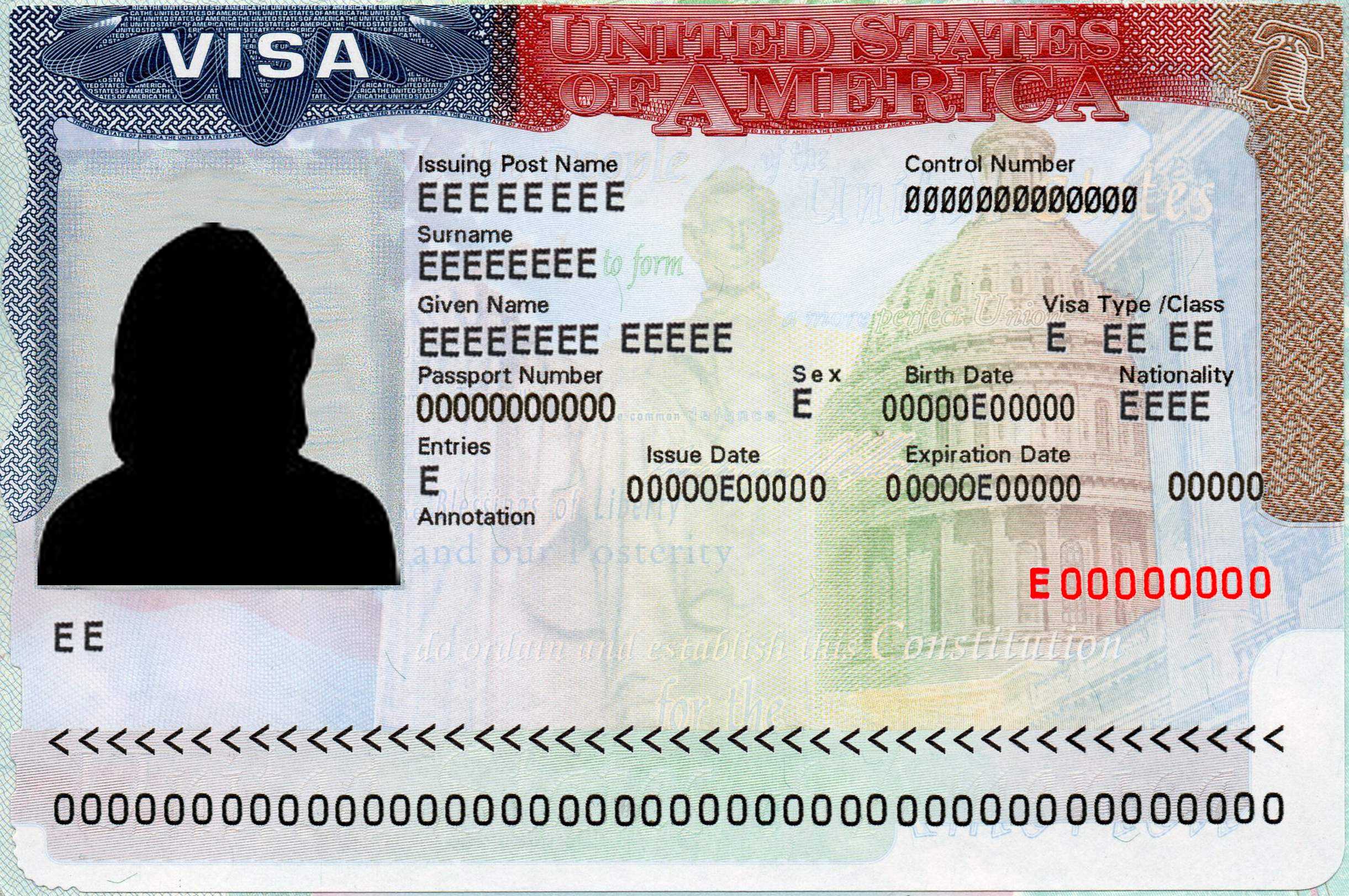 Photo of Sample US Visa